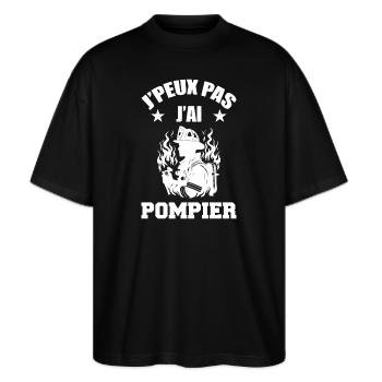 Je peux Pas J'ai Pompier - T-shirt bio Blaster 2.0 coupe oversize Stanley/Stella Unisexe - noir - Devant - Alina (178cm) & Michal (187cm)