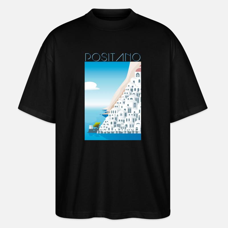 Positano CostaBlu Weiße Häuser - Stanley/Stella Oversized Unisex Bio T-Shirt Blaster 2.0 - Schwarz