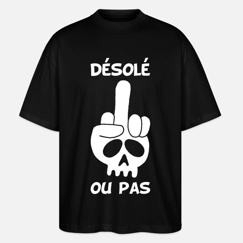 Crâne blanc malpoli - T-shirt bio Blaster 2.0 coupe oversize Stanley/Stella Unisexe - noir