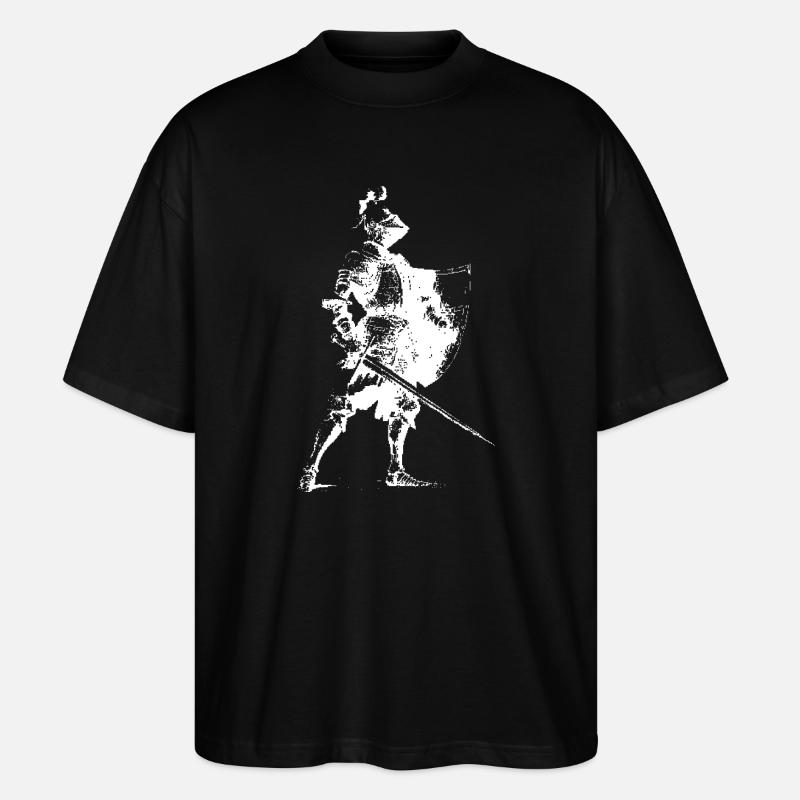 Knight Silhouette with Shield - Stanley/Stella Oversized Unisex Organic T-shirt Blaster 2.0 - black