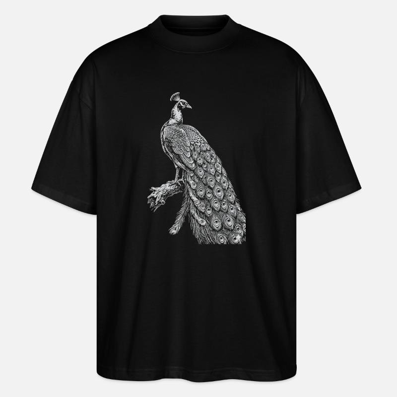 Peacock Lace on Black - Stanley/Stella Oversized Unisex Organic T-shirt Blaster 2.0 - black