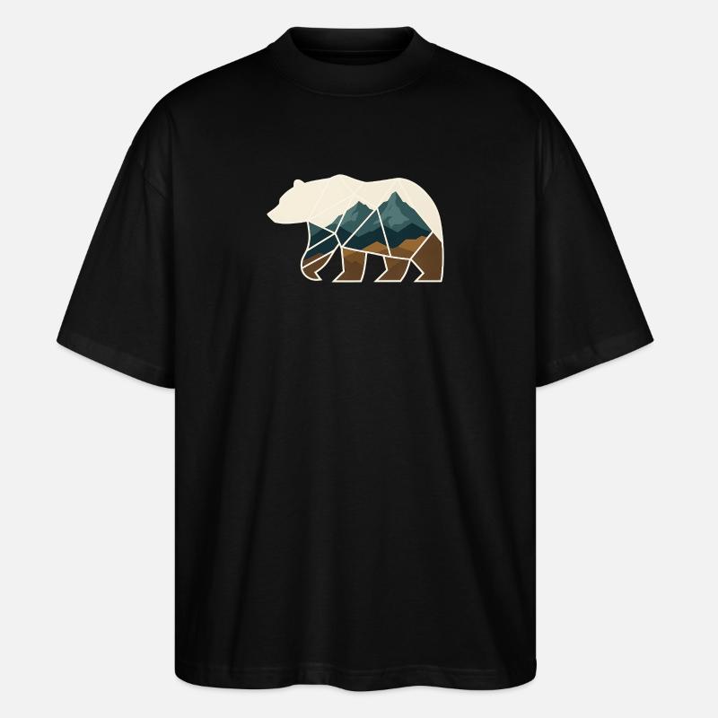Bär Design geometrisch - Stanley/Stella Oversized Unisex Bio T-Shirt Blaster 2.0 - Schwarz