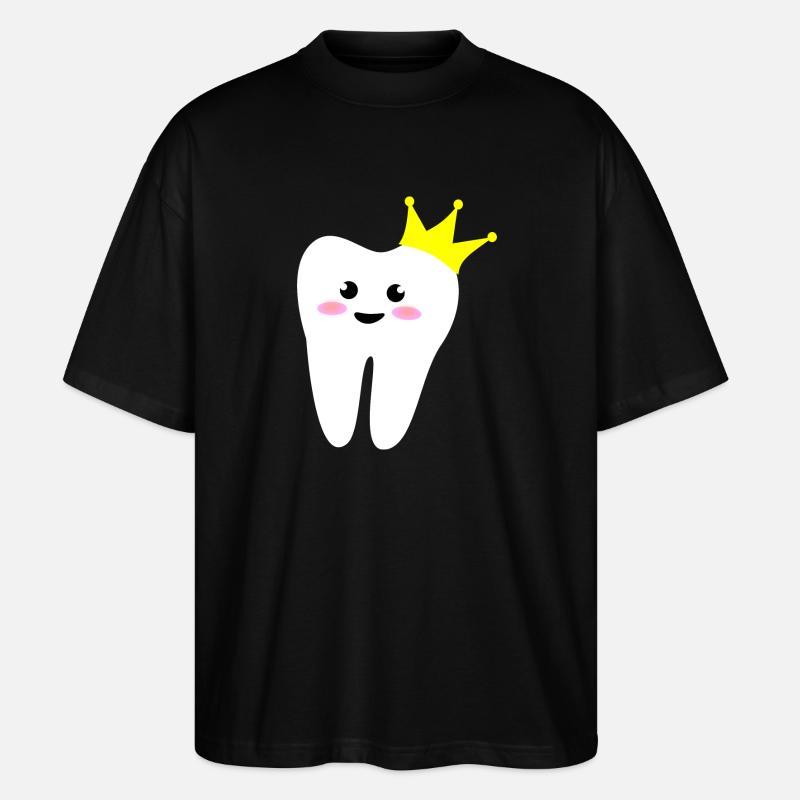 crown tooth Zahn mit Krone - Stanley/Stella Oversized Unisex Bio T-Shirt Blaster 2.0 - Schwarz