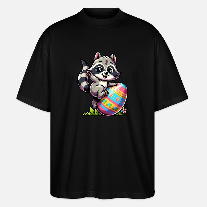 Easter Raccoon Easter Egg - Stanley/Stella Oversized Unisex Organic T-shirt Blaster 2.0 - black