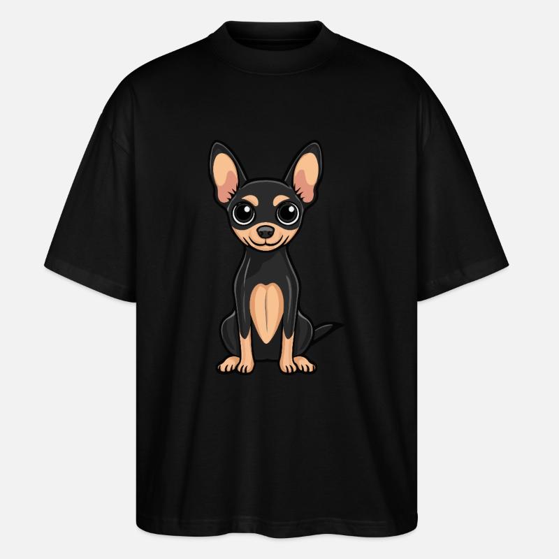 Pinscher Hund Niedlich - Stanley/Stella Oversized Unisex Bio T-Shirt Blaster 2.0 - Schwarz