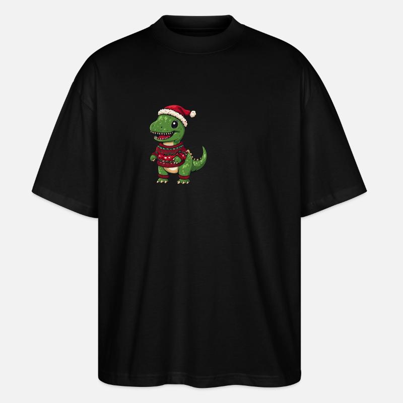 Dinosaur T-Rex Christmas Comic - Stanley/Stella Oversized Unisex Organic T-shirt Blaster 2.0 - black