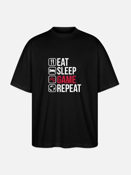 Eat Sleep Game Repeat - Stanley/Stella Oversized Unisex Bio T-Shirt Blaster 2.0 - Schwarz