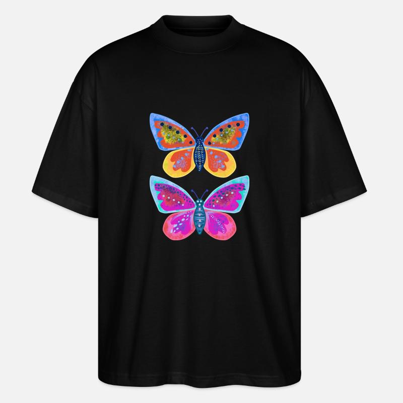 Huebsche Schmetterlinge - Stanley/Stella Oversized Unisex Bio T-Shirt Blaster 2.0 - Schwarz
