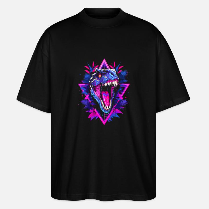 Synthwave Raptor - T-shirt bio Blaster 2.0 coupe oversize Stanley/Stella Unisexe - noir