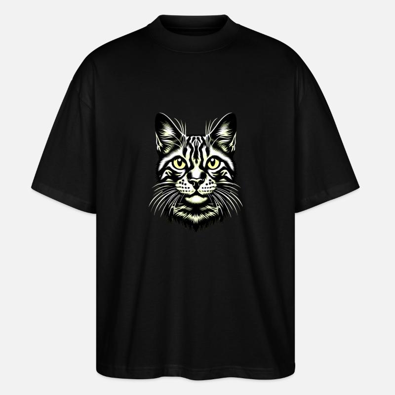 KatzengesichtKatze, Katzengesicht, Schnurren - Stanley/Stella Oversized Unisex Bio T-Shirt Blaster 2.0 - Schwarz