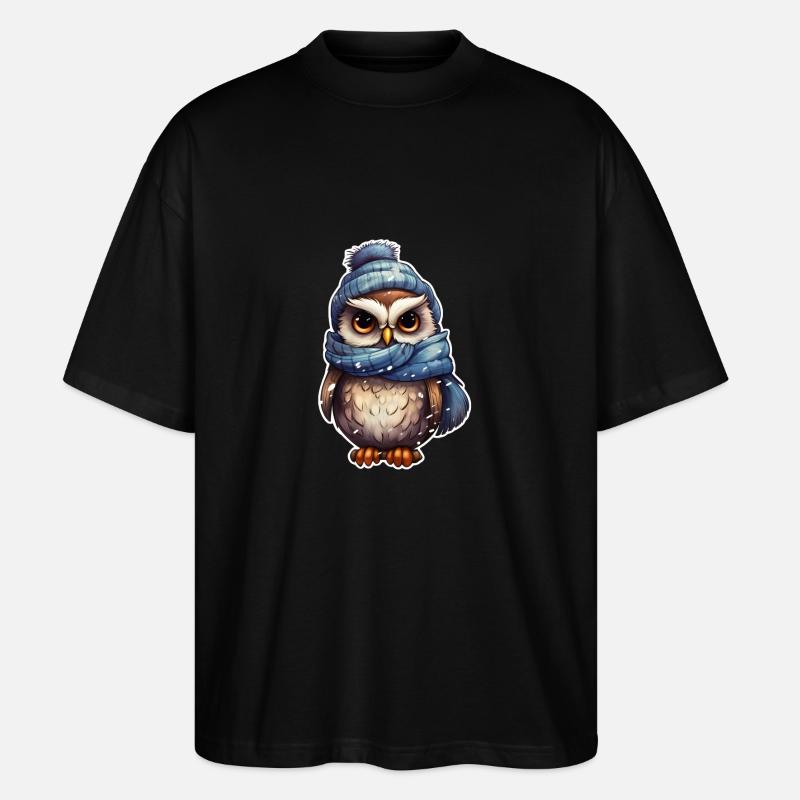 Winter süsse Eule - Stanley/Stella Oversized Unisex Bio T-Shirt Blaster 2.0 - Schwarz