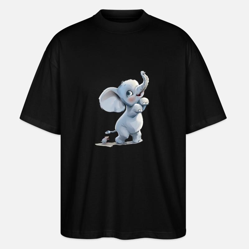 Petit éléphant drôle avec souris - T-shirt bio Blaster 2.0 coupe oversize Stanley/Stella Unisexe - noir