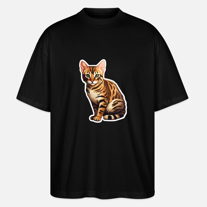 Chat du Bengale - T-shirt bio Blaster 2.0 coupe oversize Stanley/Stella Unisexe - noir