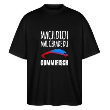 Gummifisch Angler - Stanley/Stella Oversized Unisex Bio T-Shirt Blaster 2.0 - Schwarz - Vorne - Alina (178cm) & Michal (187cm)