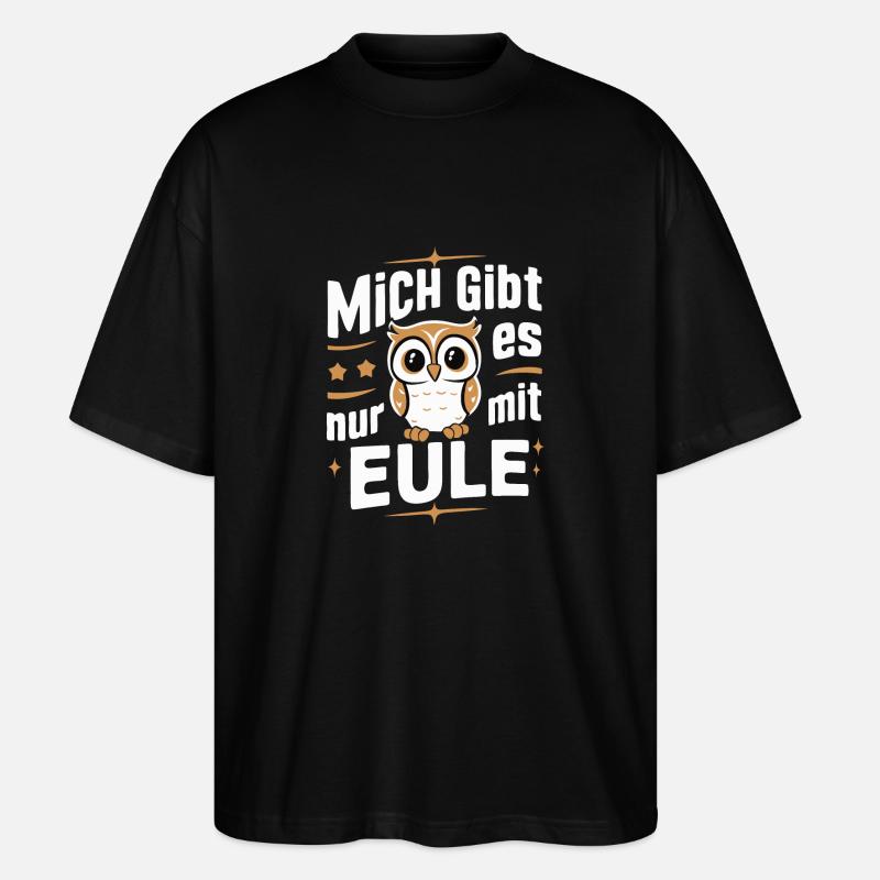 Nachteule Eule Eulen Vogel - Stanley/Stella Oversized Unisex Bio T-Shirt Blaster 2.0 - Schwarz
