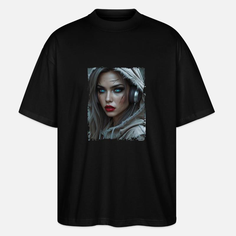 Femme post-apocalyptique avec casque - T-shirt bio Blaster 2.0 coupe oversize Stanley/Stella Unisexe - noir