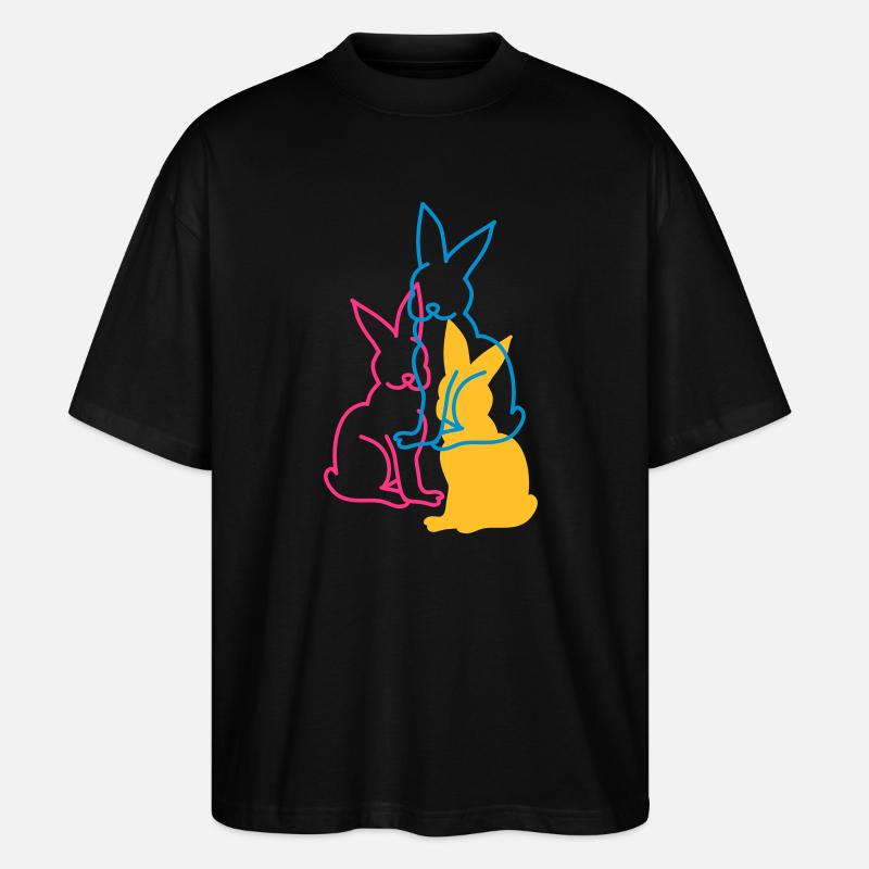 drei Hasen - Stanley/Stella Oversized Unisex Bio T-Shirt Blaster 2.0 - Schwarz