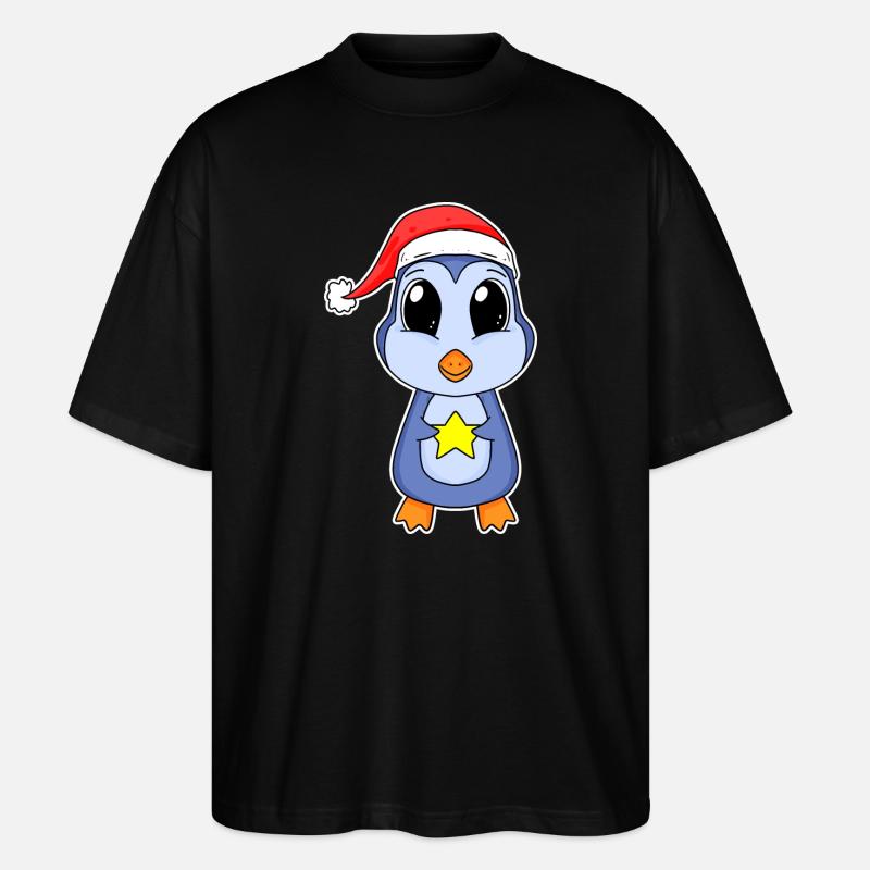 Pingouin Noël - T-shirt bio Blaster 2.0 coupe oversize Stanley/Stella Unisexe - noir