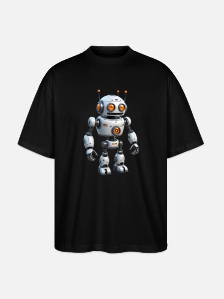 Cartoon Robot - Stanley/Stella Oversized Unisex Organic T-shirt Blaster 2.0 - black