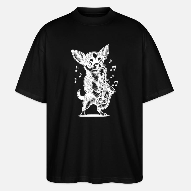 Chihuahua Saxophon Design - Stanley/Stella Oversized Unisex Bio T-Shirt Blaster 2.0 - Schwarz