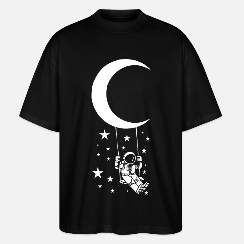 Astronaut on Lunar Swing - Stanley/Stella Oversized Unisex Organic T-shirt Blaster 2.0 - black