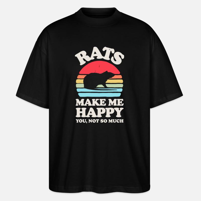 Ratten machen mich glücklich Sonnenuntergangsdesign - Stanley/Stella Oversized Unisex Bio T-Shirt Blaster 2.0 - Schwarz
