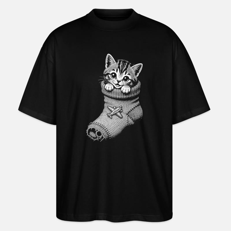 Kätzchen - Stanley/Stella Oversized Unisex Bio T-Shirt Blaster 2.0 - Schwarz
