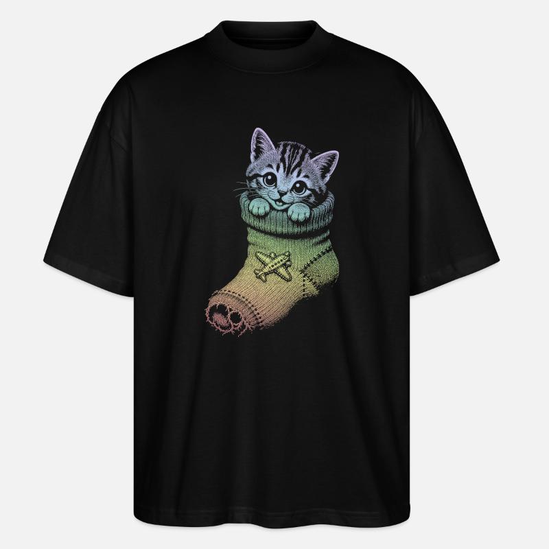 Kätzchen - Stanley/Stella Oversized Unisex Bio T-Shirt Blaster 2.0 - Schwarz