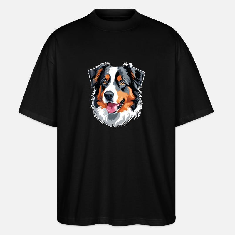 Australischer Schäferhund - Stanley/Stella Oversized Unisex Bio T-Shirt Blaster 2.0 - Schwarz