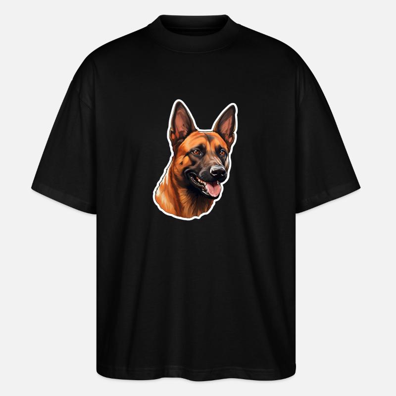 Tête de malinois belge - T-shirt bio Blaster 2.0 coupe oversize Stanley/Stella Unisexe - noir