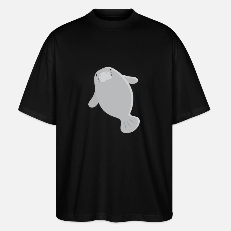 Super süße einzelne graue Seekuh - Stanley/Stella Oversized Unisex Bio T-Shirt Blaster 2.0 - Schwarz