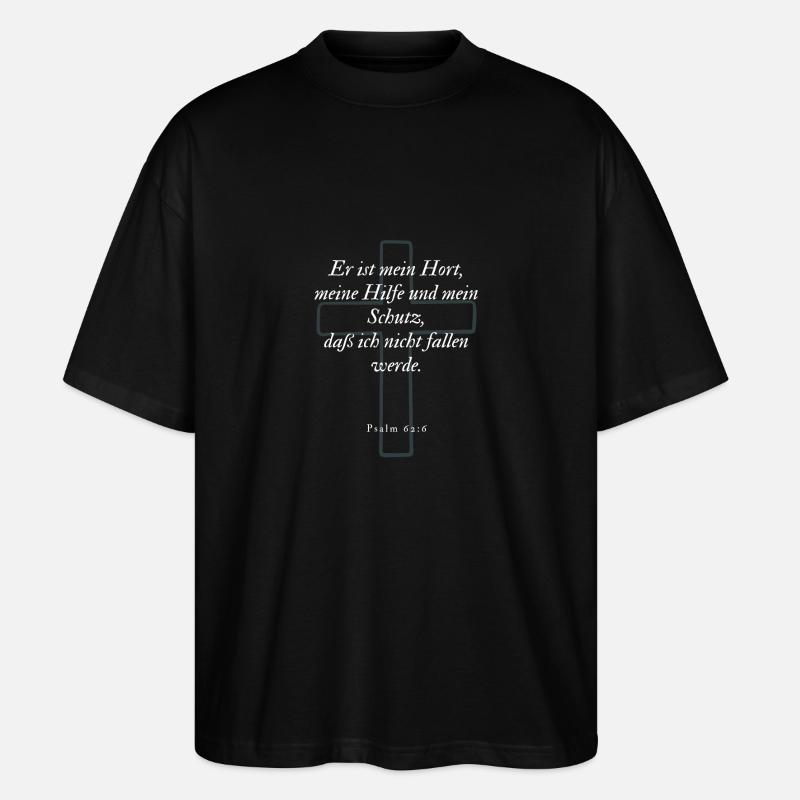 Bibelvers - Psalm 62,6 - Stanley/Stella Oversized Unisex Bio T-Shirt Blaster 2.0 - Schwarz