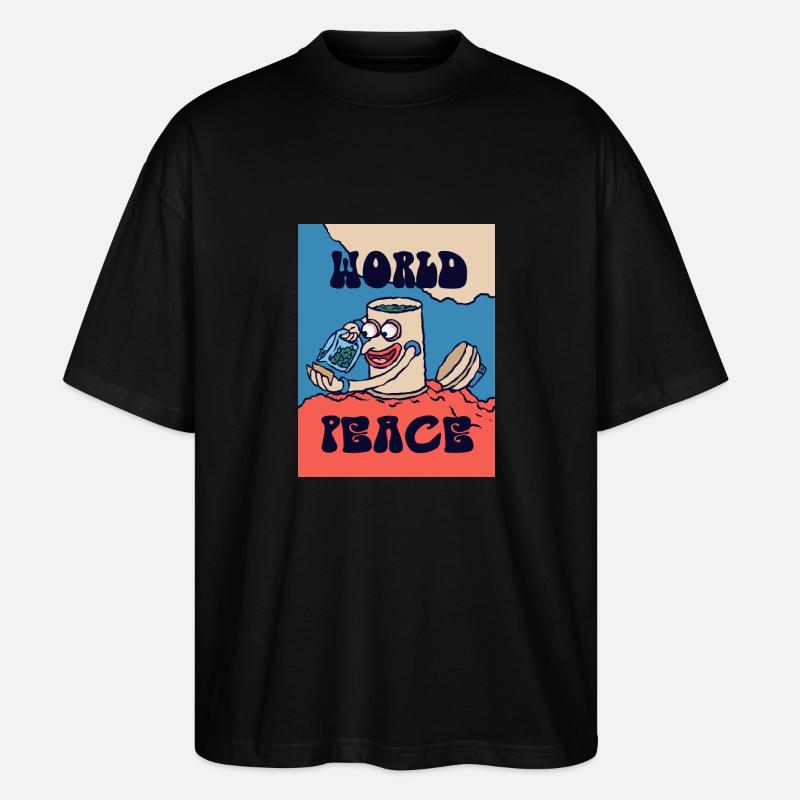 420 Weltfriedens-Morgentee - Stanley/Stella Oversized Unisex Bio T-Shirt Blaster 2.0 - Schwarz