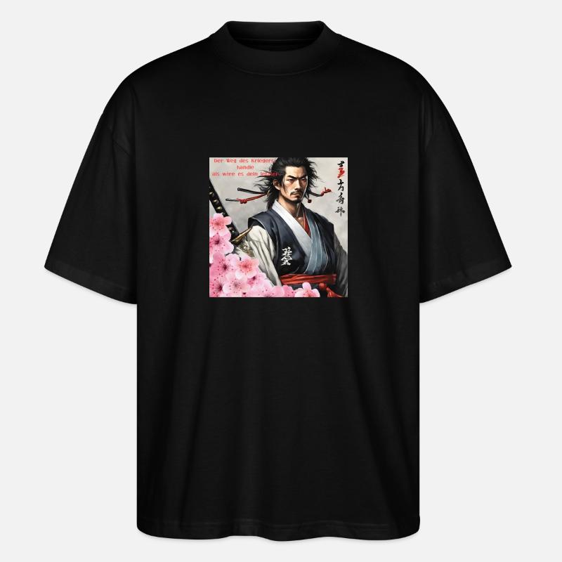 Japanischer Samurai Krieger Kirchblüten - Stanley/Stella Oversized Unisex Bio T-Shirt Blaster 2.0 - Schwarz