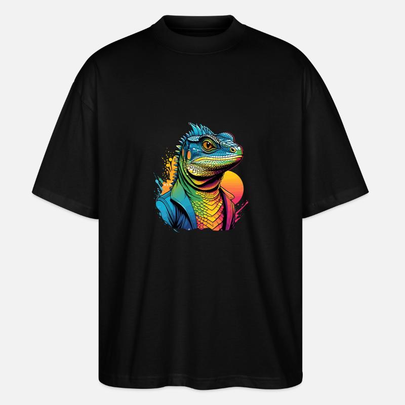 Draco Eidechse - Stanley/Stella Oversized Unisex Bio T-Shirt Blaster 2.0 - Schwarz
