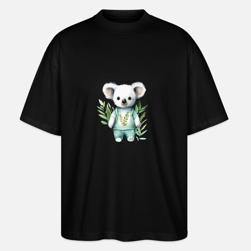 Eucalyptus Dreamer: Koala Tee - Stanley/Stella Oversized Unisex Organic T-shirt Blaster 2.0 - black