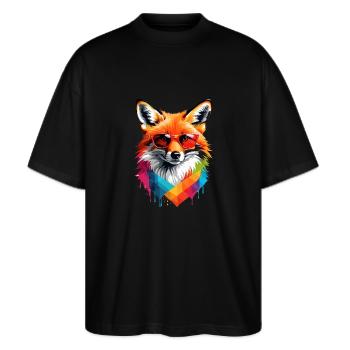 Red Fox - Stanley/Stella Oversized Unisex Organic T-shirt Blaster 2.0 - black - Front - Alina (178cm) & Michal (187cm)