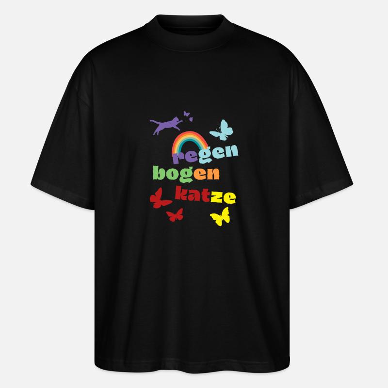 Regenbogenkatze - Trauershirt - Verlust - Stanley/Stella Oversized Unisex Bio T-Shirt Blaster 2.0 - Schwarz