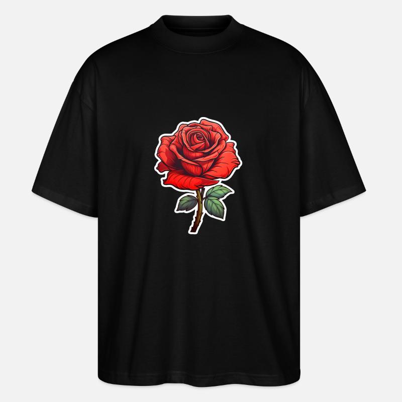 rote Rose - Stanley/Stella Oversized Unisex Bio T-Shirt Blaster 2.0 - Schwarz