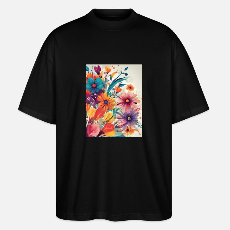Blumen - Stanley/Stella Oversized Unisex Bio T-Shirt Blaster 2.0 - Schwarz
