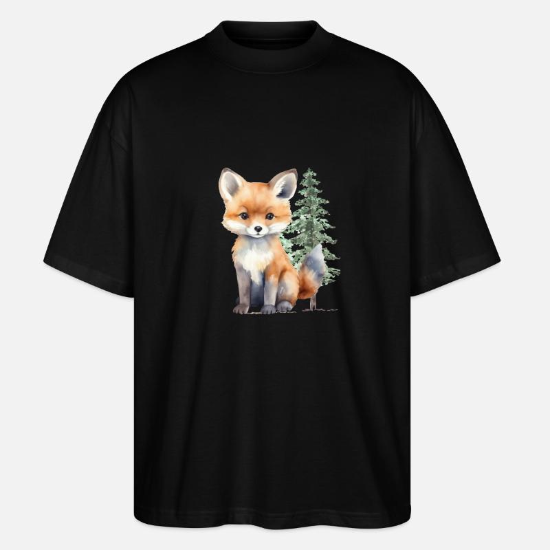 Fuchs im Wald - Stanley/Stella Oversized Unisex Bio T-Shirt Blaster 2.0 - Schwarz