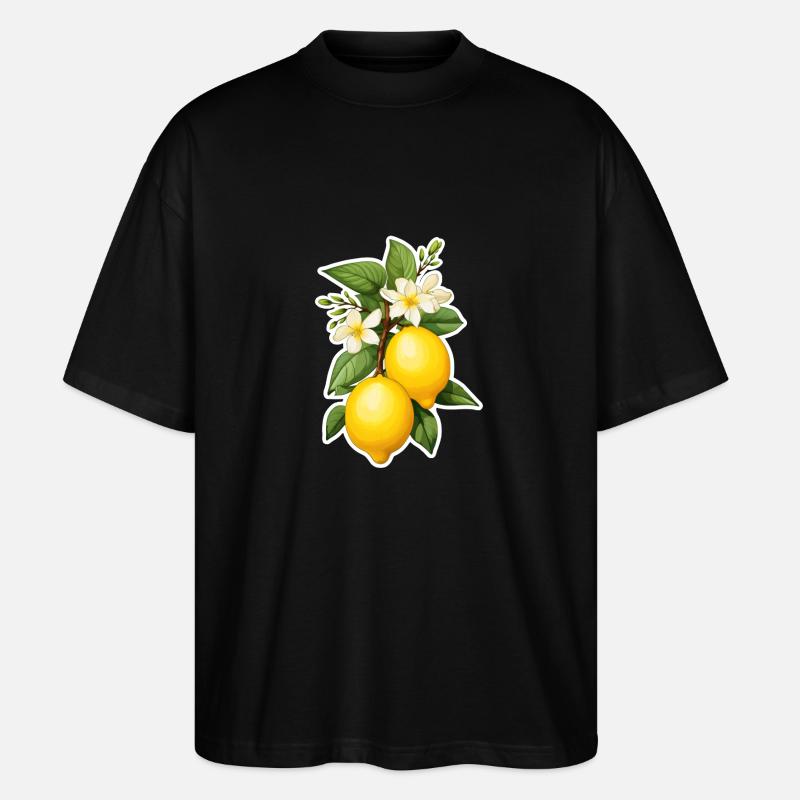 Zitronen mit Blüte - Stanley/Stella Oversized Unisex Bio T-Shirt Blaster 2.0 - Schwarz