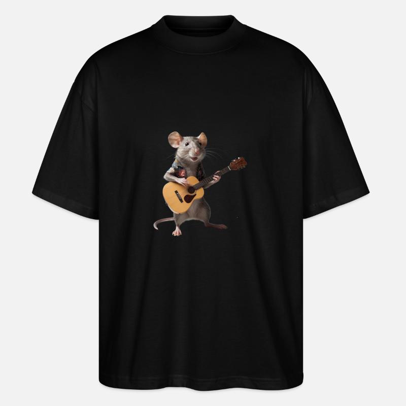 Rat Mouse Guitar - Stanley/Stella Oversized Unisex Organic T-shirt Blaster 2.0 - black