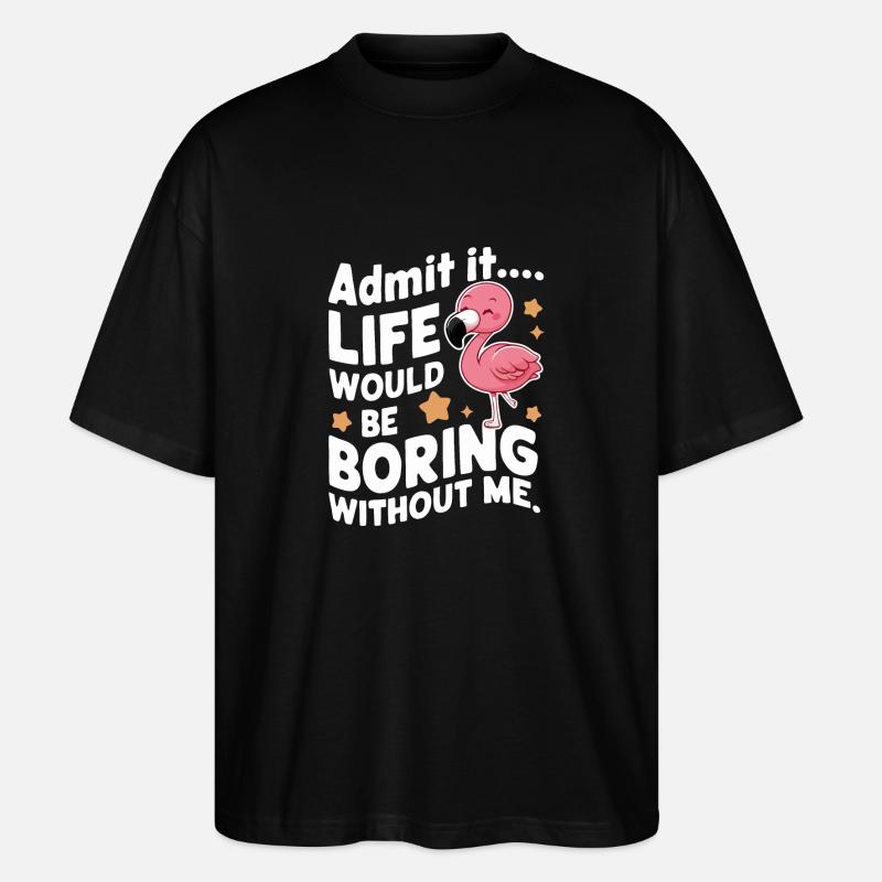 Flamingo Tier Rosa - Stanley/Stella Oversized Unisex Bio T-Shirt Blaster 2.0 - Schwarz