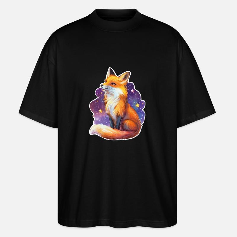 Fuchs und Sternenhimmel - Stanley/Stella Oversized Unisex Bio T-Shirt Blaster 2.0 - Schwarz