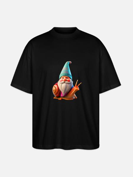 Gartenzwerg Schneckenreiter - Stanley/Stella Oversized Unisex Bio T-Shirt Blaster 2.0 - Schwarz