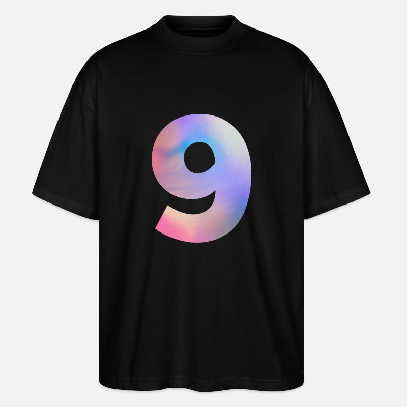 Bunte Zahl 9 - Stanley/Stella Oversized Unisex Bio T-Shirt Blaster 2.0 - Schwarz
