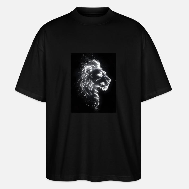 Löwe Silhouette Neon Geschenk - Stanley/Stella Oversized Unisex Bio T-Shirt Blaster 2.0 - Schwarz