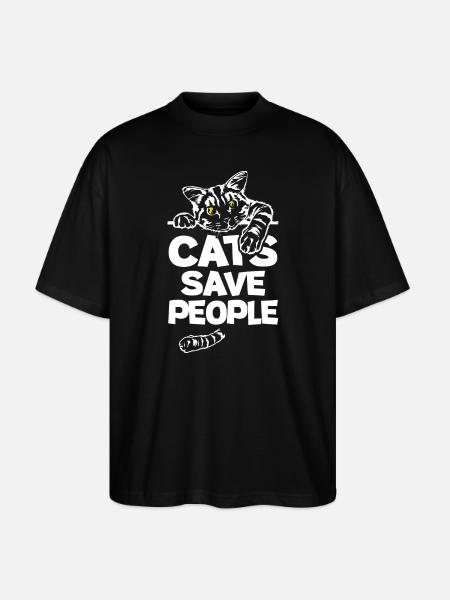 Cats Save People - Stanley/Stella Oversized Unisex Organic T-shirt Blaster 2.0 - black
