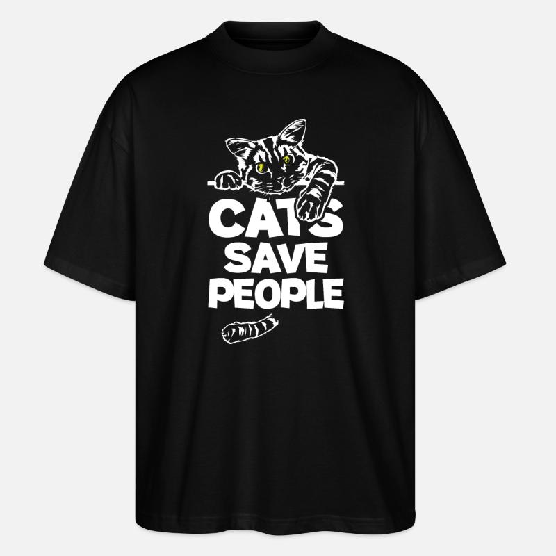 Cats Save People - Stanley/Stella Oversized Unisex Organic T-shirt Blaster 2.0 - black